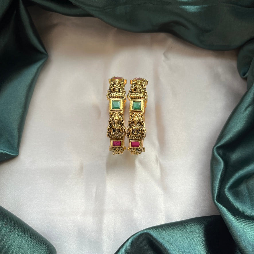 Traditional gold tone bangles with carved detailing imitation jewelry for weddings.Glossy gold look bangles in classic design  party wear imitation bangles for women