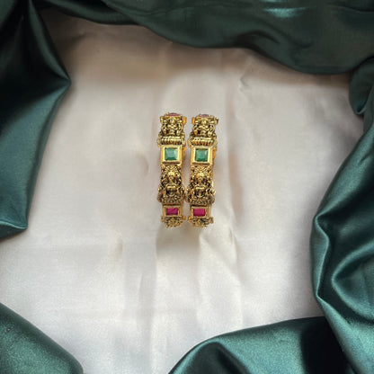 Traditional gold tone bangles with carved detailing imitation jewelry for weddings.Glossy gold look bangles in classic design  party wear imitation bangles for women