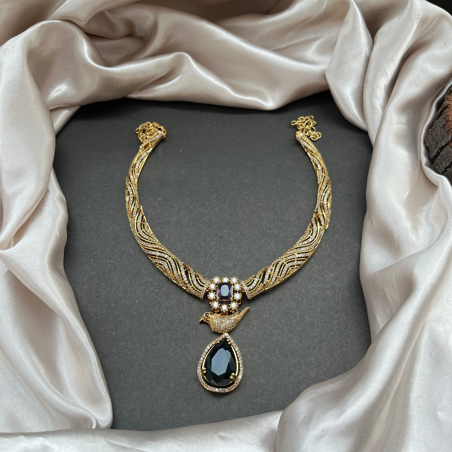 peacock hasli, peacock kante, colour pop jewellery, purple necklace, south indian jewellery, statement hasli, traditional neckpiece, temple jewellery, antique gold look, bridal jewellery, festive jewellery, indian accessories, handcrafted necklace, ethnic fashion, designer jeweller