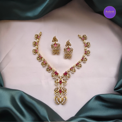 AD Designer Necklace Set - Pink