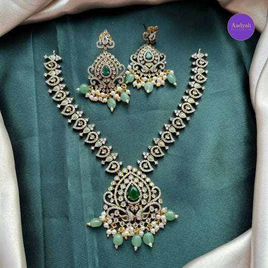 AD Drop Necklace Set - Mint Green