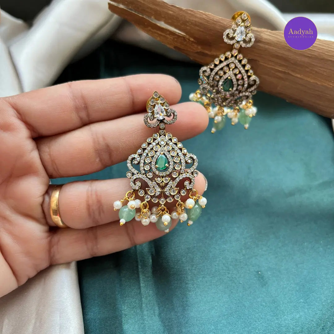 AD Drop Necklace Set - Mint Green