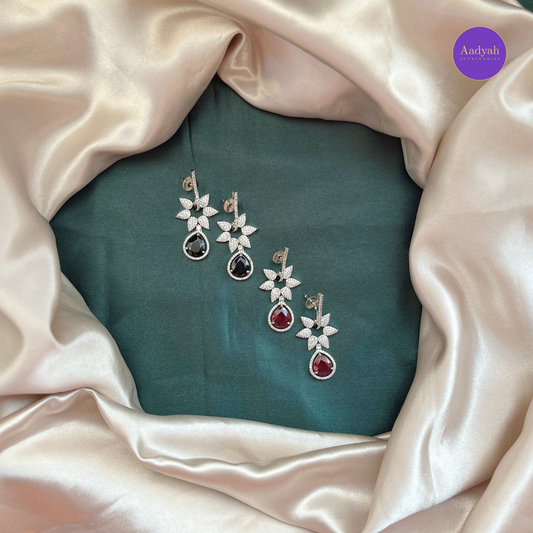 AD Floral Diamond Look Earrings
