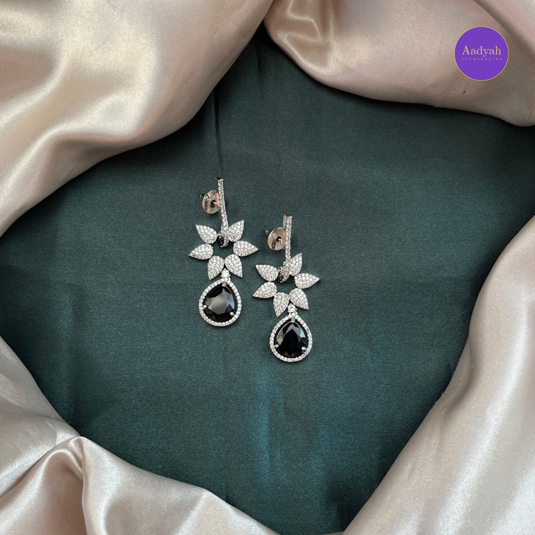 AD Floral Diamond Look Earrings