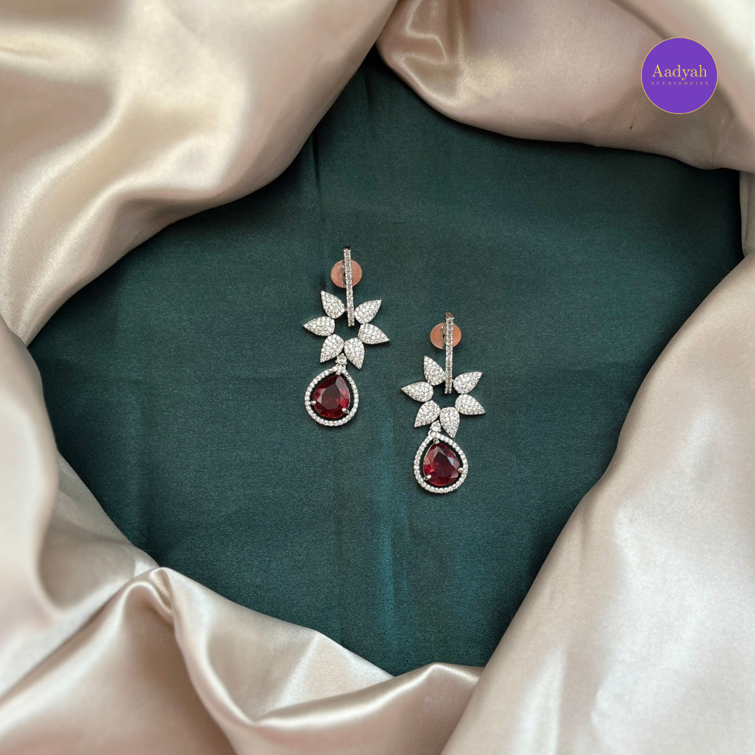 AD Floral Diamond Look Earrings