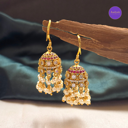 AD Hook Jhumkas - Ruby