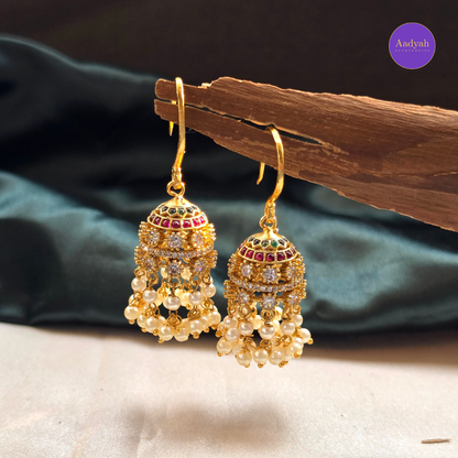 AD Hook Jhumkas - Ruby