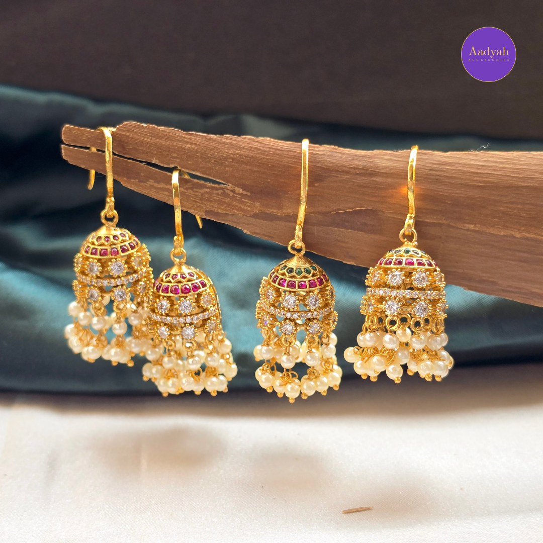 AD Hook Jhumkas - Ruby
