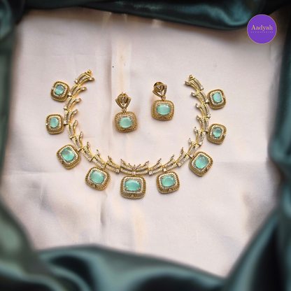 AD Mint Necklace Set - Short