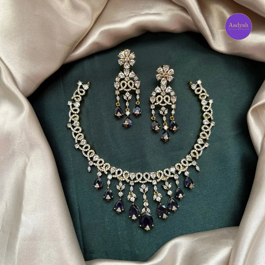 AD Stone Drop Necklace Set