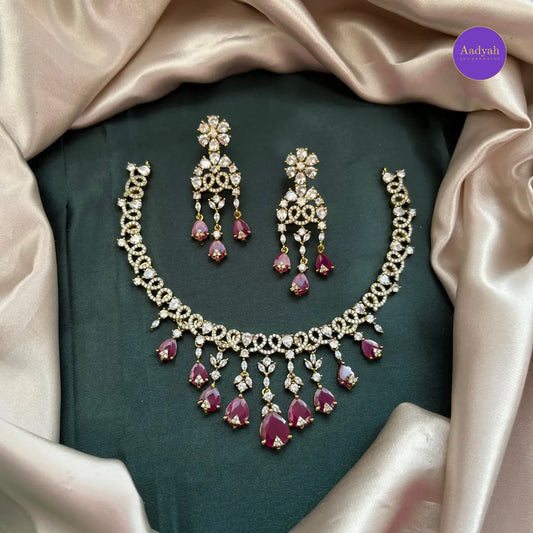 AD Stone Drop Necklace Set