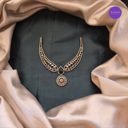 AD Stone Hasli Necklace Set - Green