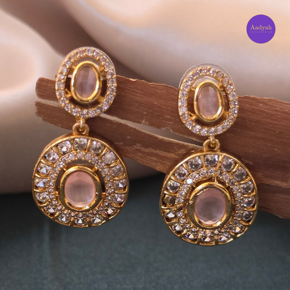 AD Stone Hasli Necklace Set - Pink & Mint