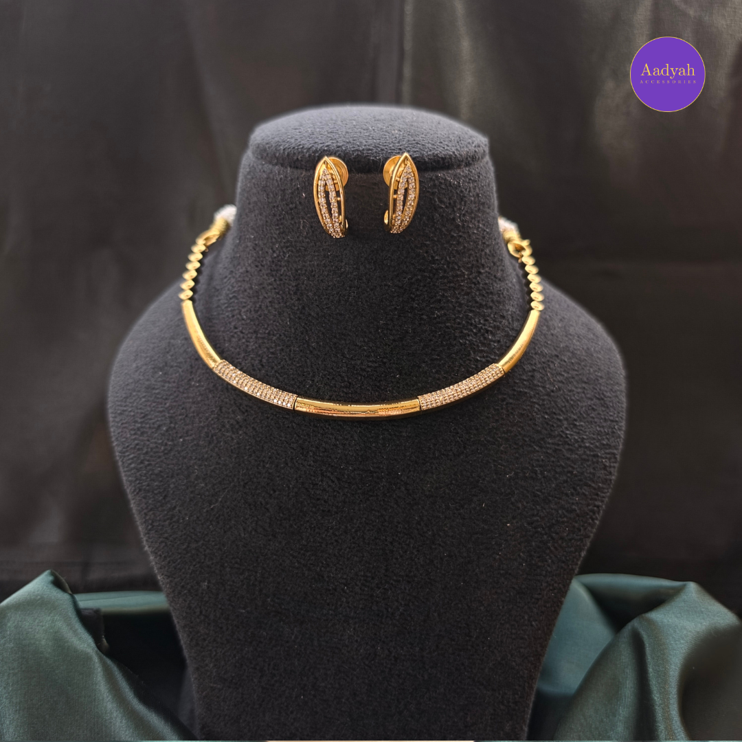 AD Stone Kante/Hasli Necklace Set - Antique