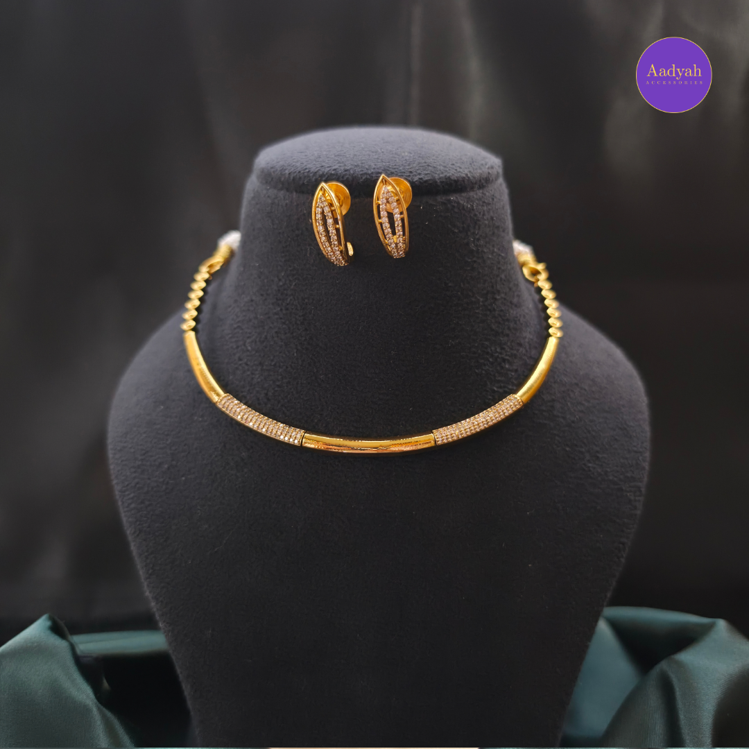 AD Stone Kante/Hasli Necklace Set - Antique