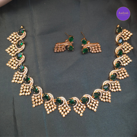 AD Stone Neckalce Set - Green