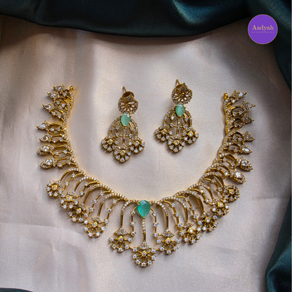 AD Stone Necklace - Mint & Pink