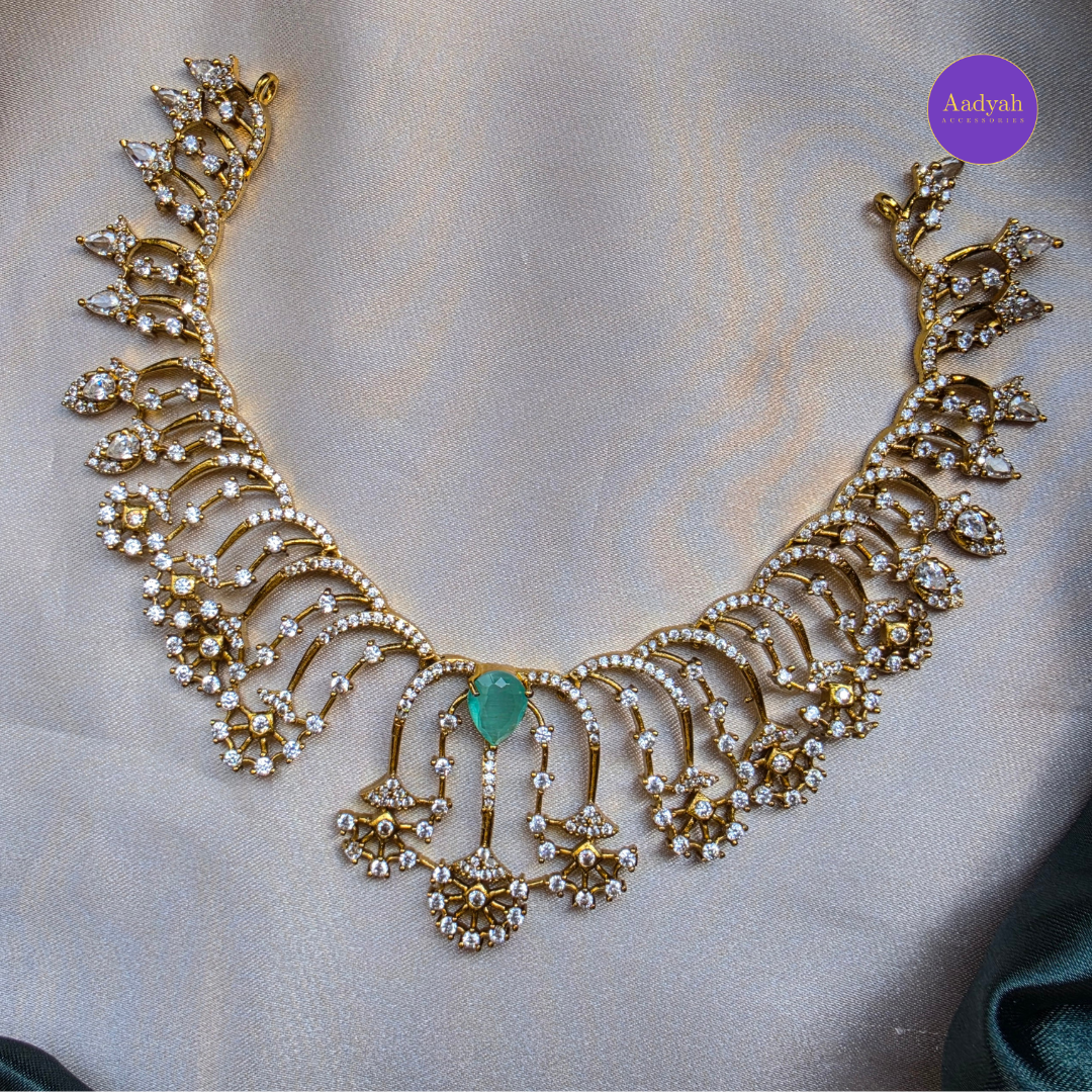 AD Stone Necklace - Mint & Pink
