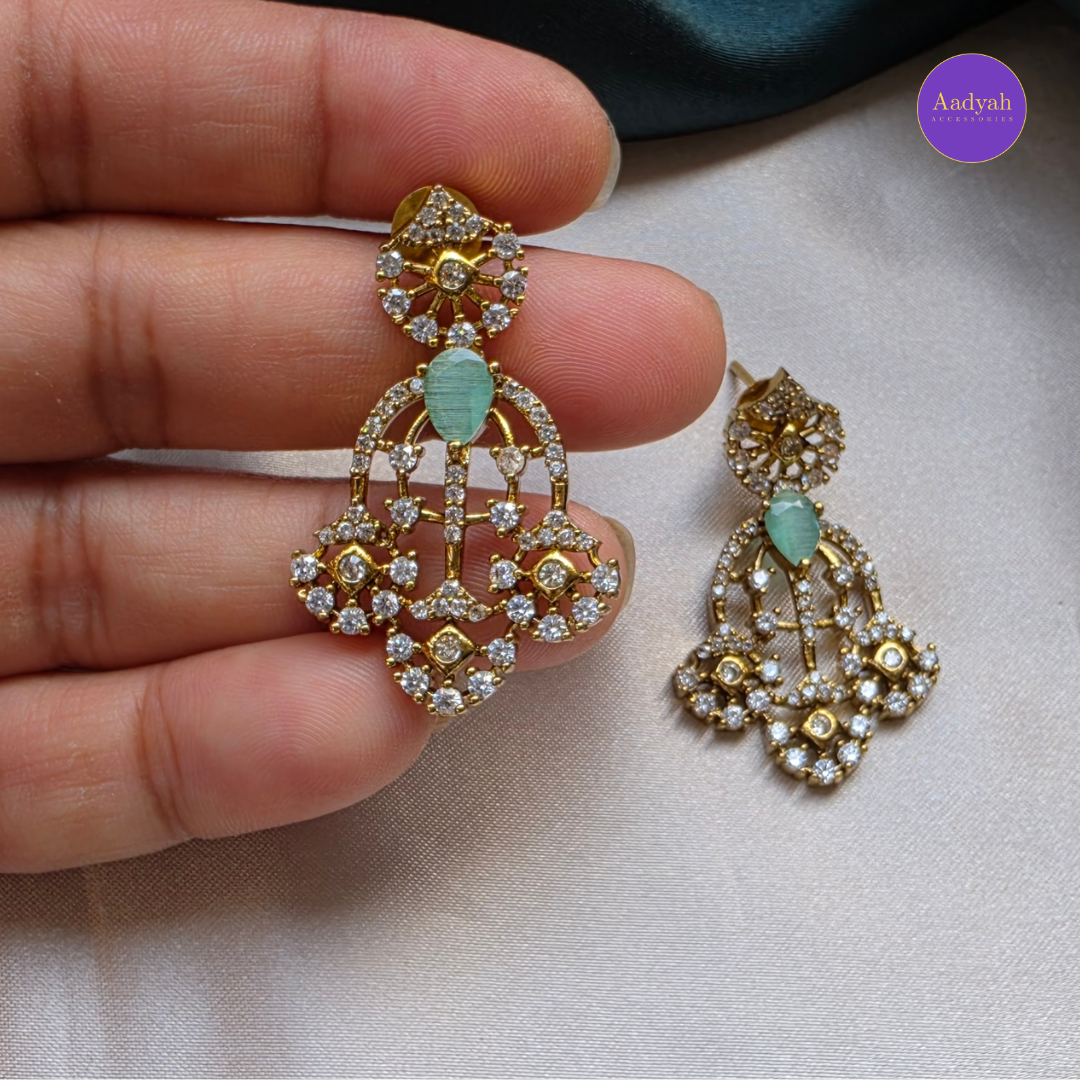 AD Stone Necklace - Mint & Pink