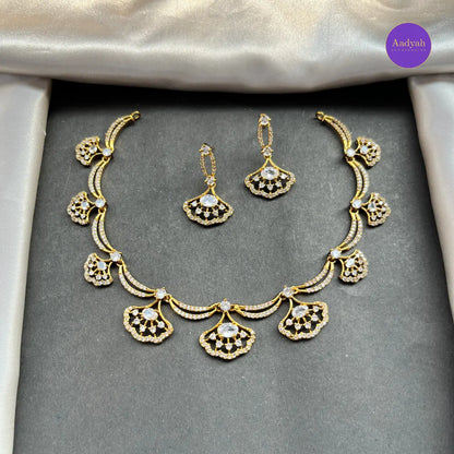 AD White Stone Necklace Set - White