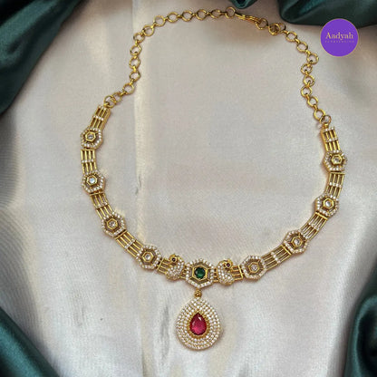 Ad Gold Necklace Set - Gold with Multicolor