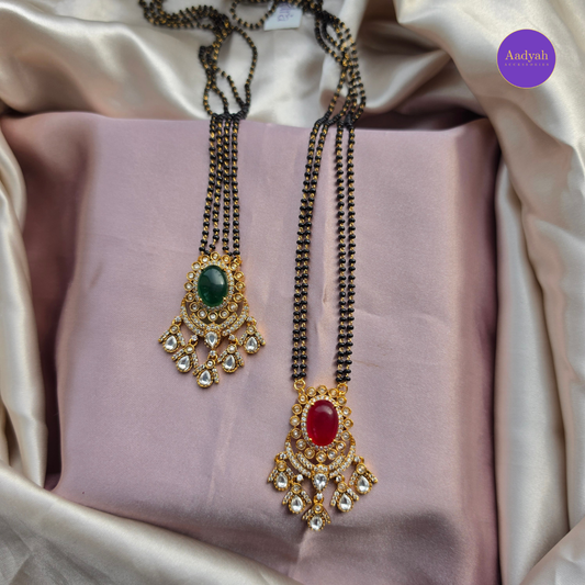 Ad Stone Mangalsutra - Pink & Green