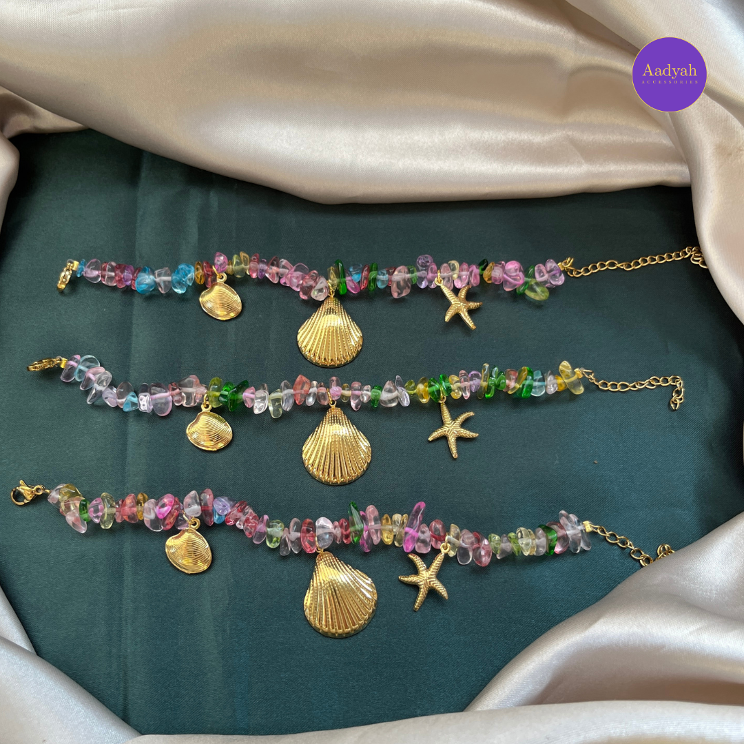 Aquamarine & Starfish Beaded Bracelet
