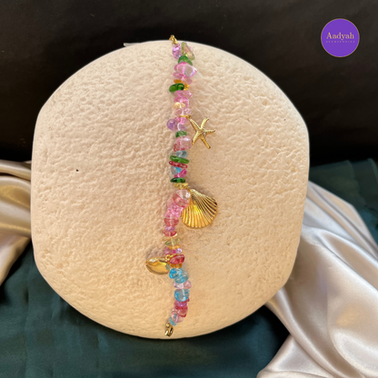Aquamarine & Starfish Beaded Bracelet