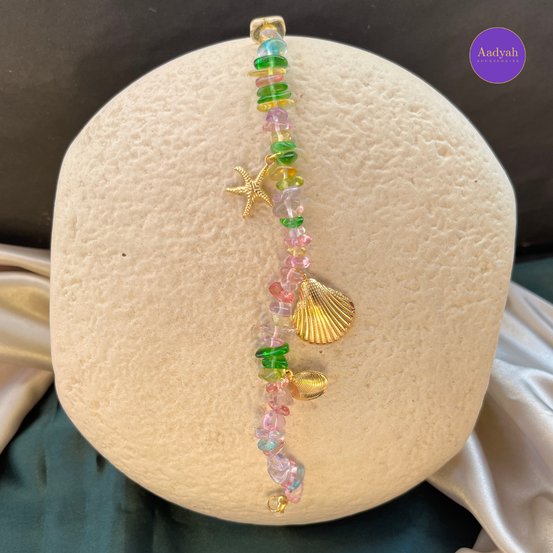 Aquamarine & Starfish Beaded Bracelet