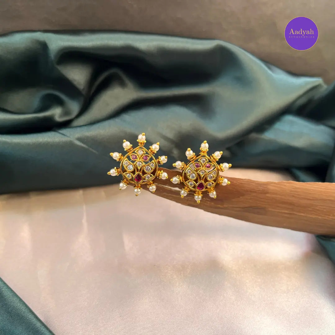 Avani Stud - Pink & Green
