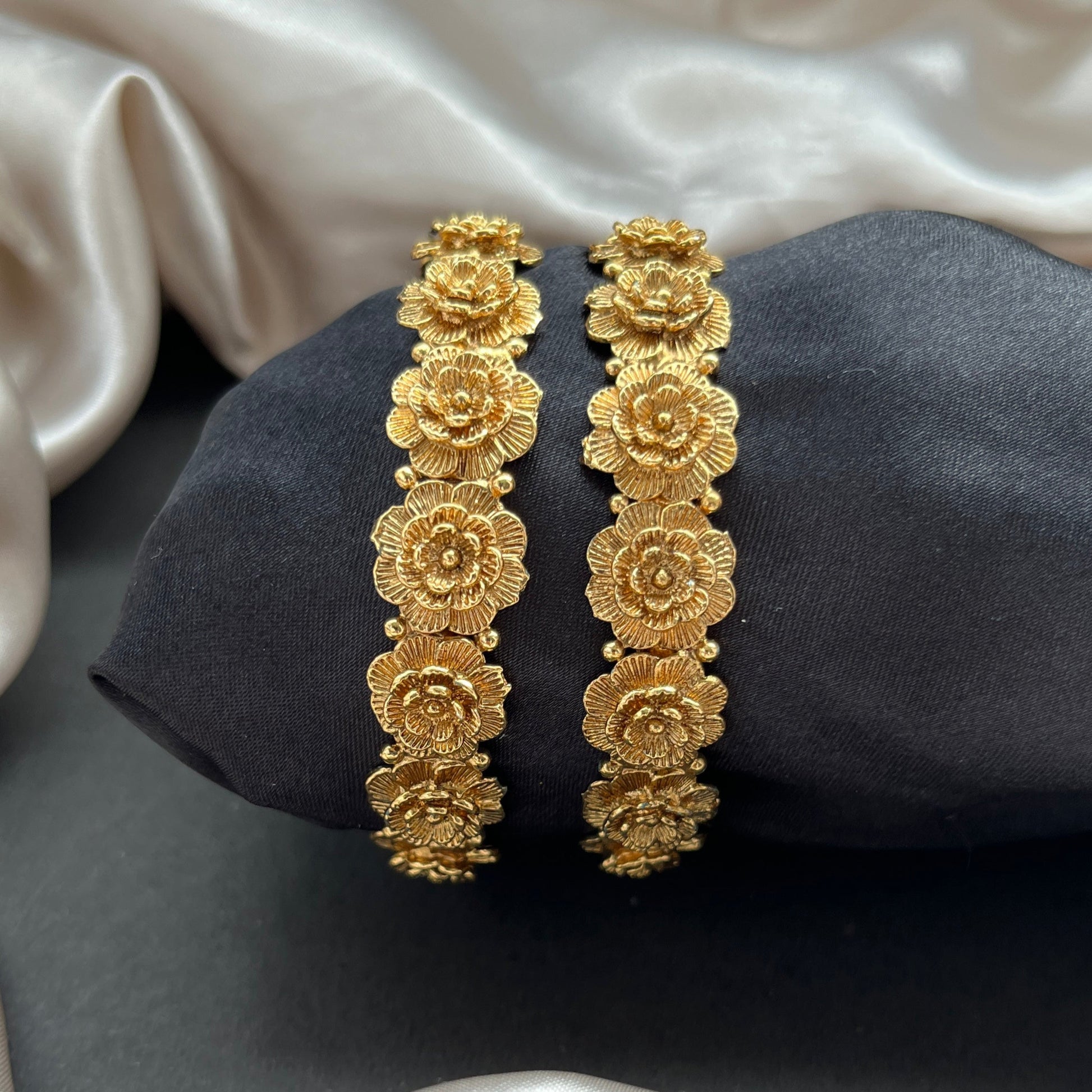 Traditional gold tone bangles with carved detailing imitation jewelry for weddings.Glossy gold look bangles in classic design  party wear imitation bangles for women