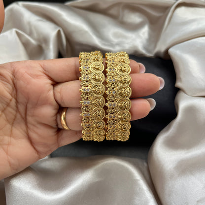 Gold look alike,Imitation jewelry,Bridal / party wear,Openable / antique / temple design,Artificial bangles