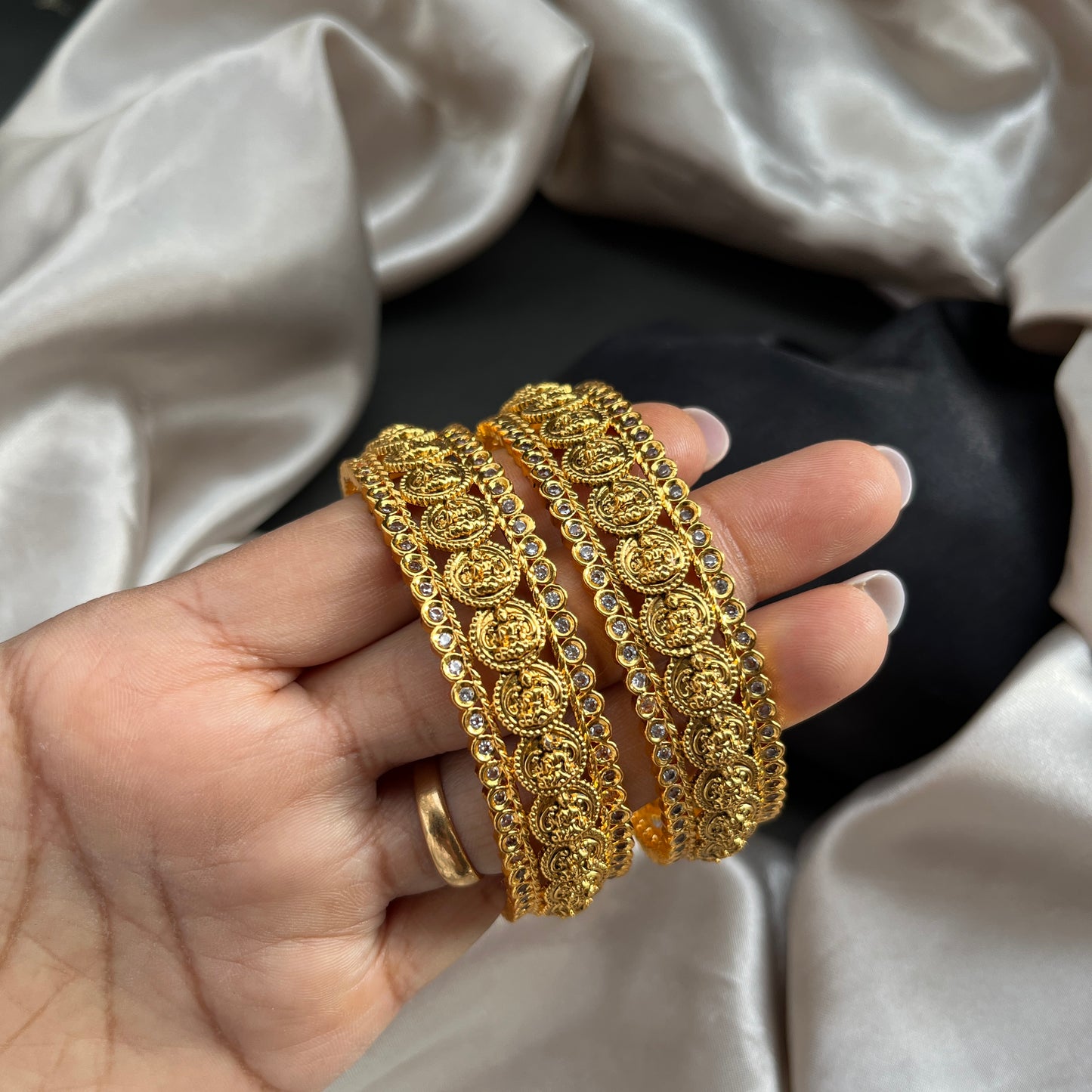 Temple Gold Look Bangle - Set Of 2