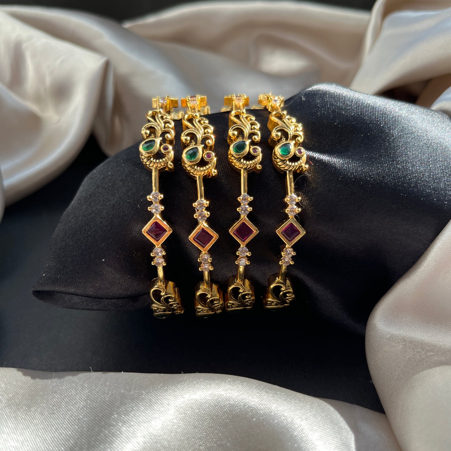 Traditional gold tone bangles with carved detailing imitation jewelry for weddings.Glossy gold look bangles in classic design  party wear imitation bangles for women