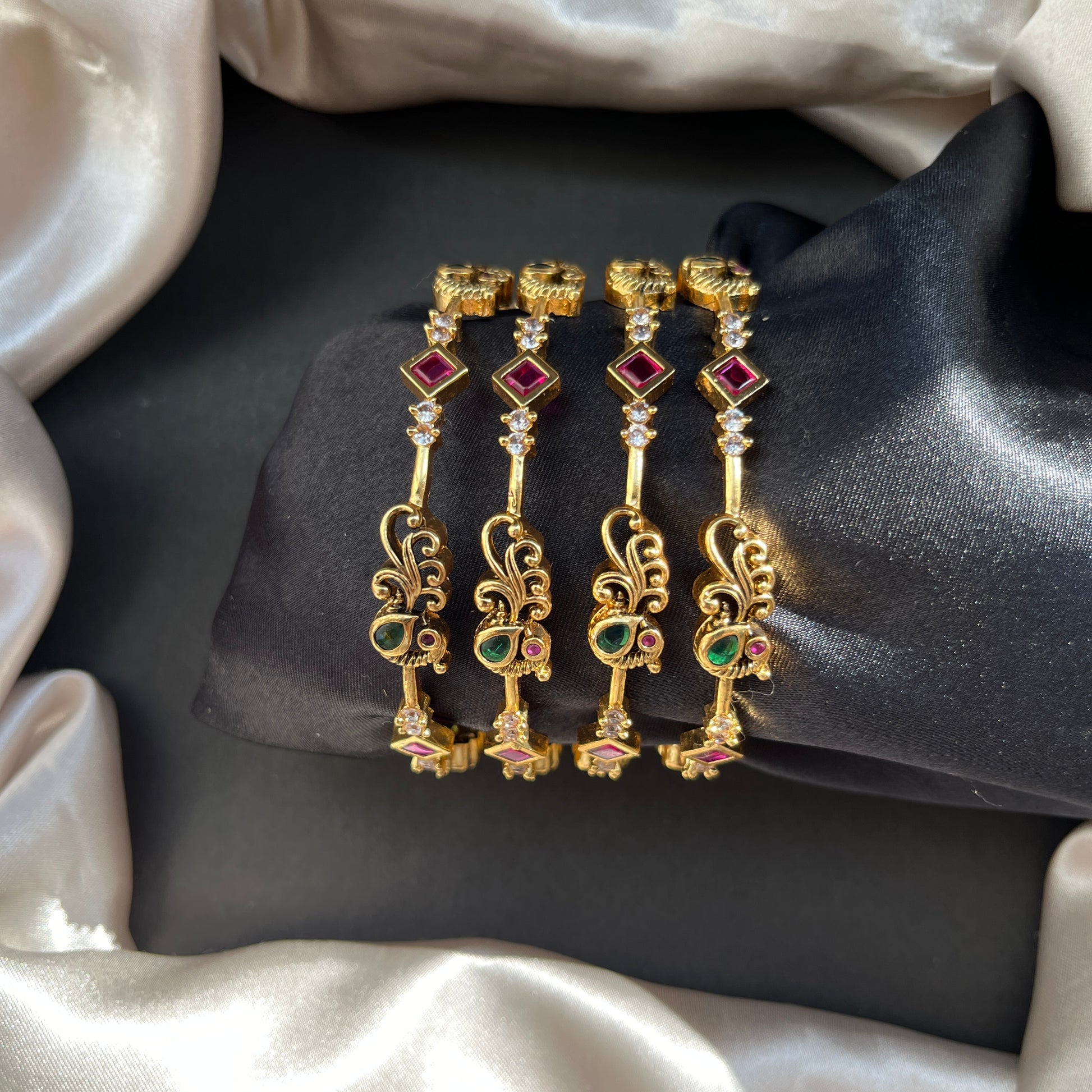 Traditional gold tone bangles with carved detailing imitation jewelry for weddings.Glossy gold look bangles in classic design  party wear imitation bangles for women