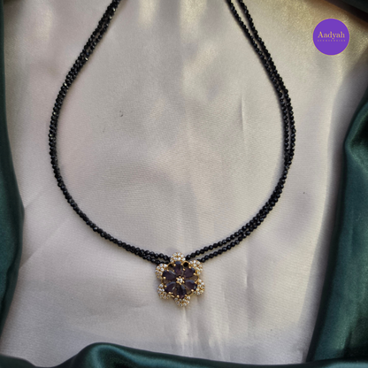 AD Purple Floral Crystal Mangalsutra