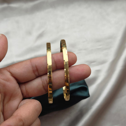 Solid Plain Gold Look Bangles - Set Of 2