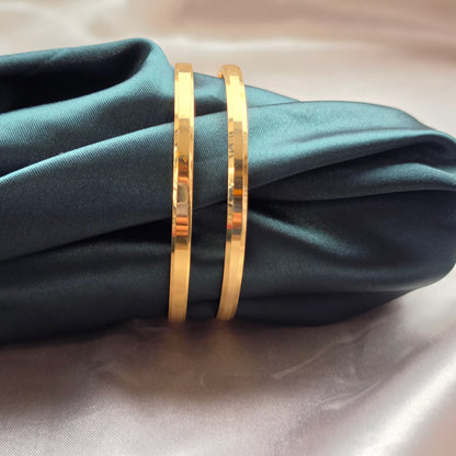 Solid Plain Gold Look Bangles - Set Of 2