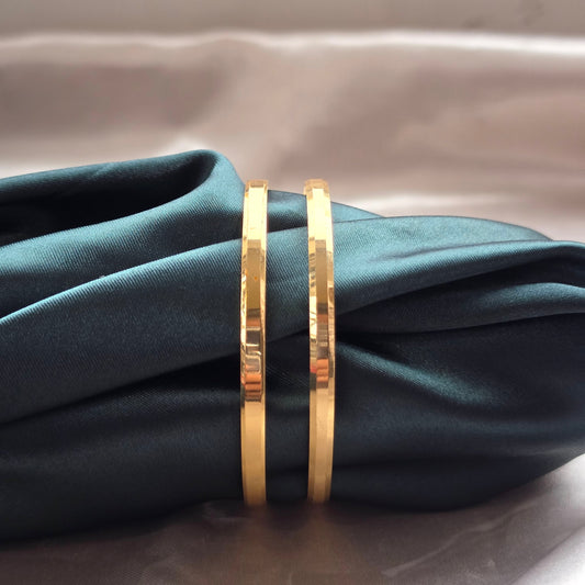 Solid Plain Gold Look Bangles - Set Of 2