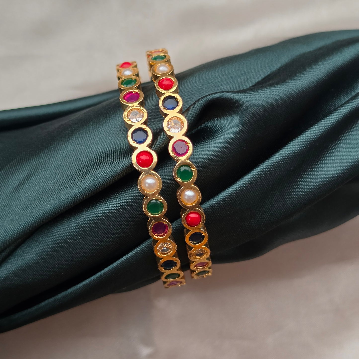 Navaratan Micro Plated Bangles - Set Of 2