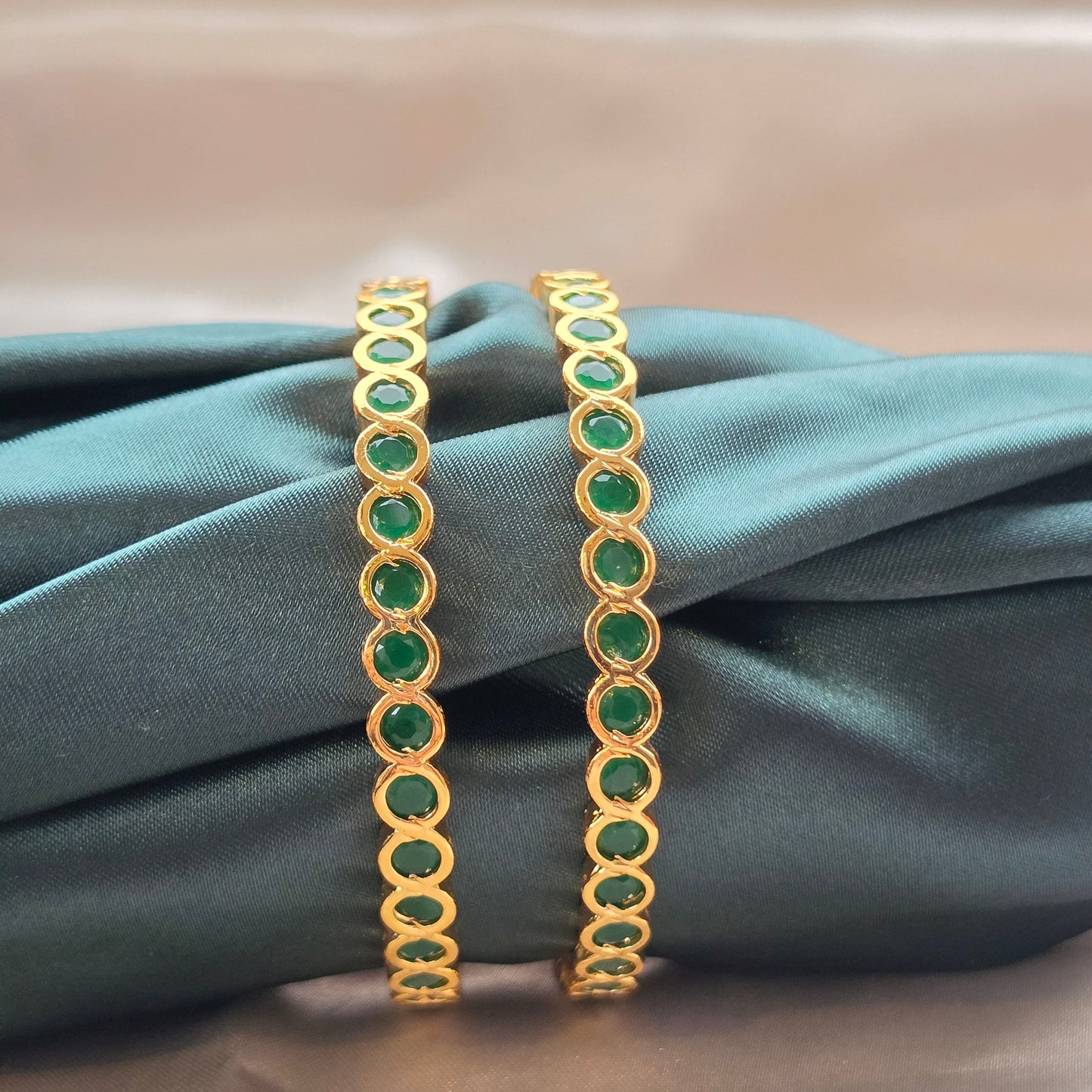 Green Micro Plated Bangles - Set Of 2