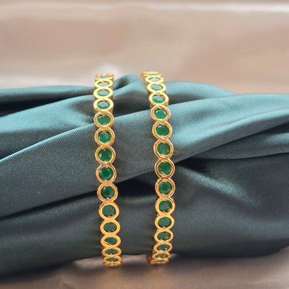 Green Micro Plated Bangles - Set Of 2