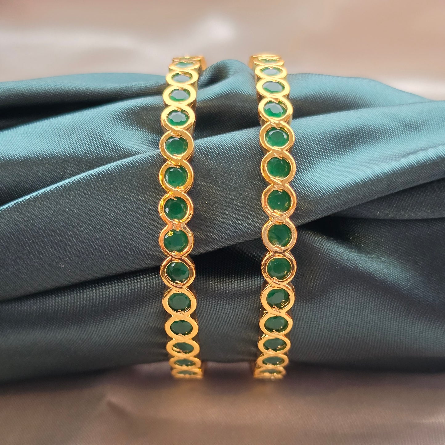 Green Micro Plated Bangles - Set Of 2