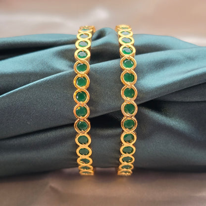 Green Micro Plated Bangles - Set Of 2