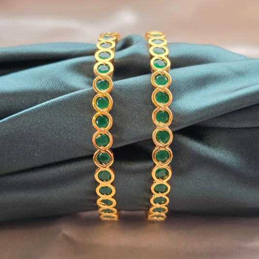 Green Micro Plated Bangles - Set Of 2
