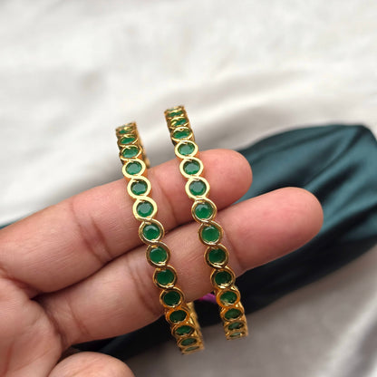 Green Micro Plated Bangles - Set Of 2