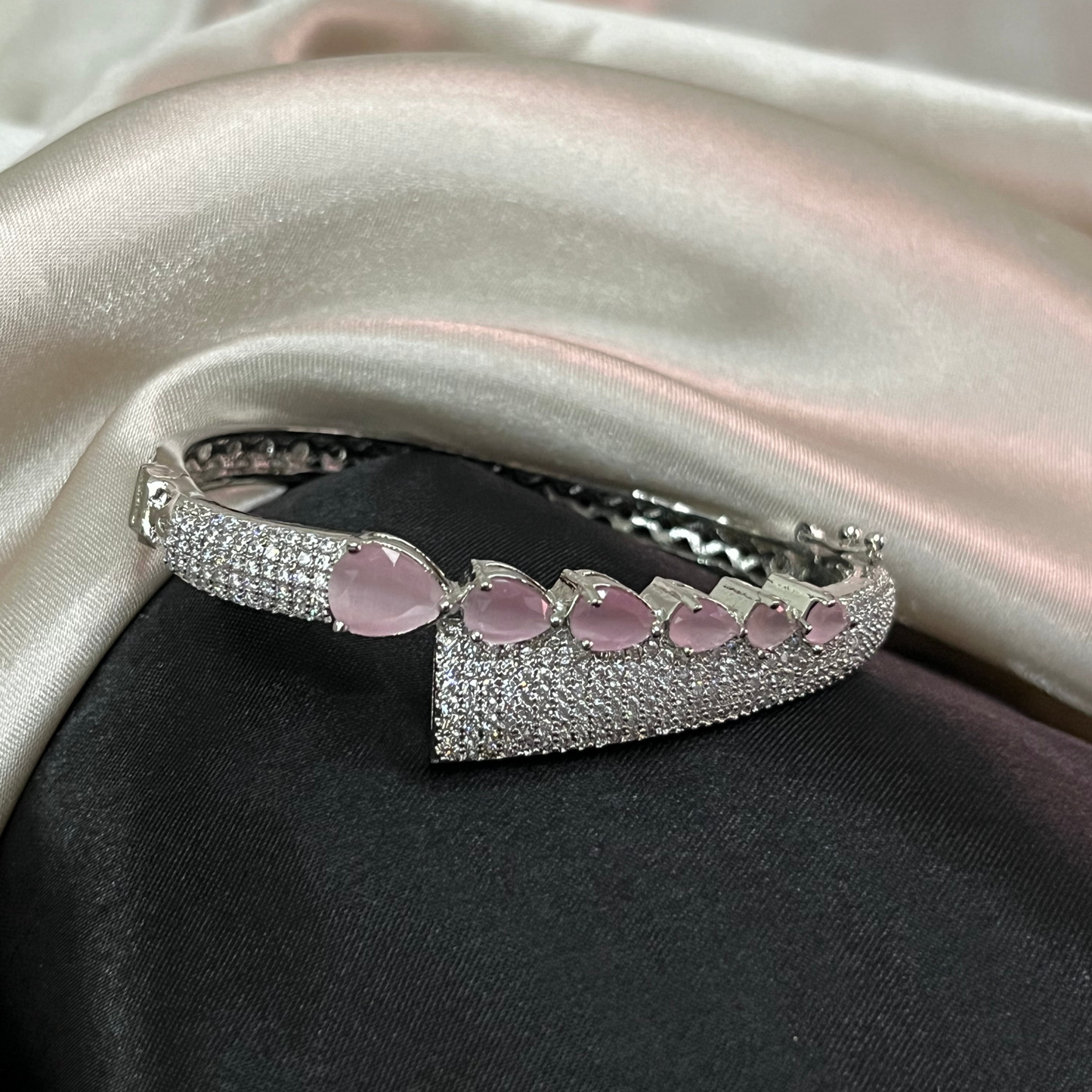 Pastel Pink Zircon Diamond Look Kada