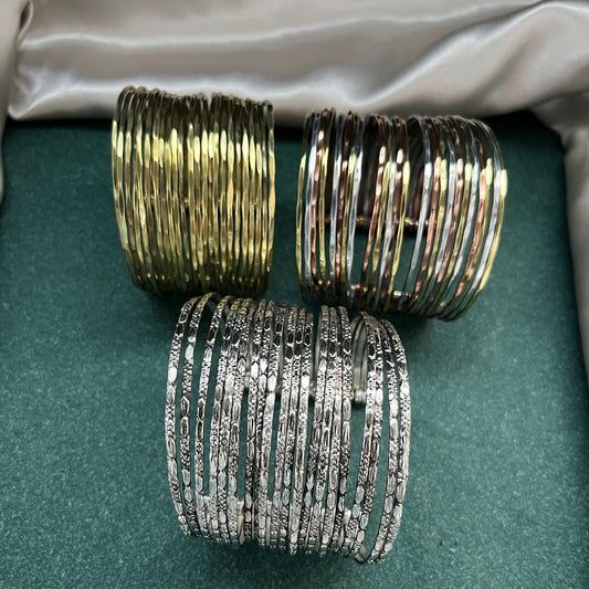 Oxidised German silver bangles – traditional openable bangle set for boho styling ,Bohemian style German silver look bangles – oxidised openable bangles for festive outfits