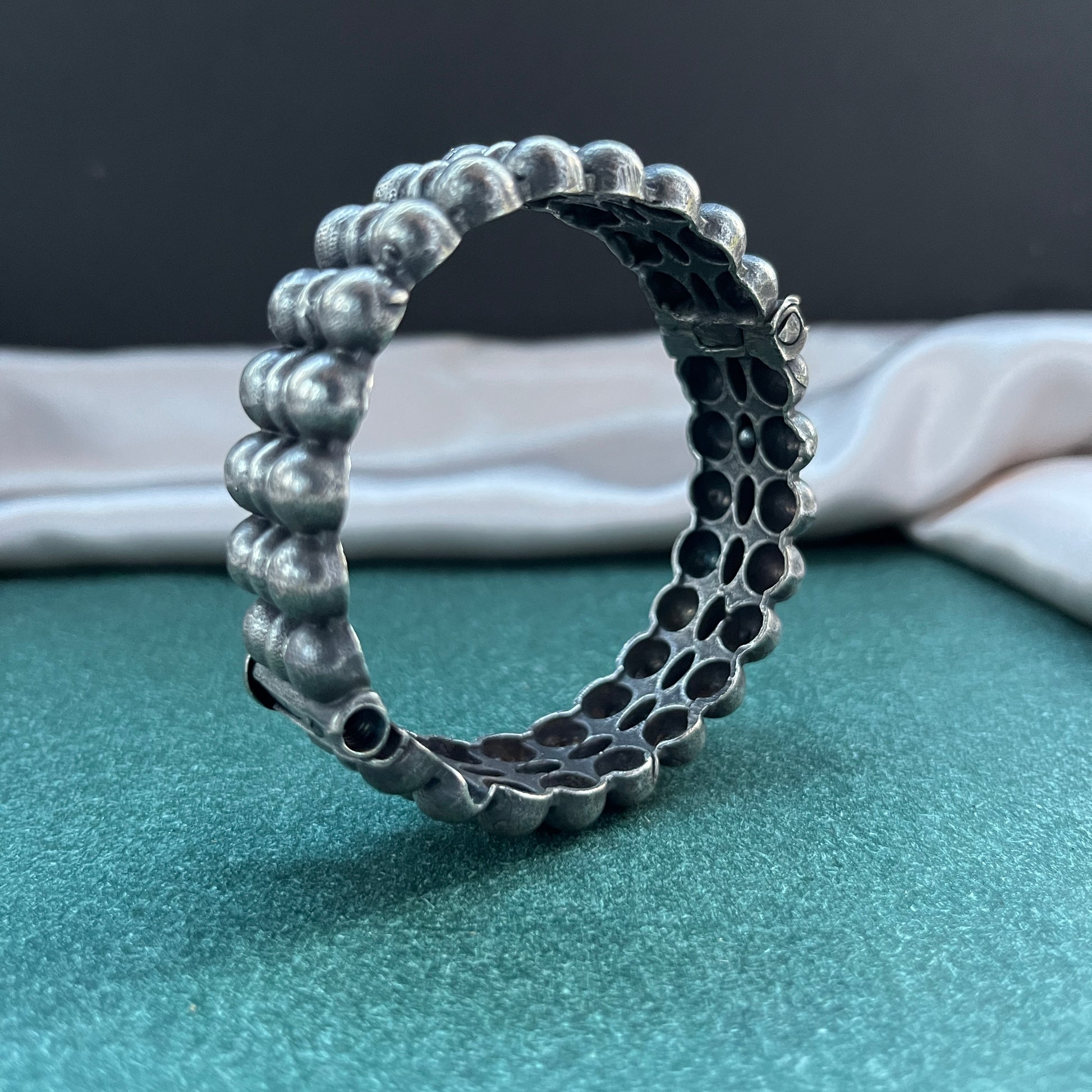 Oxidised German silver bangles – traditional openable bangle set for boho styling ,Bohemian style German silver look bangles – oxidised openable bangles for festive outfits