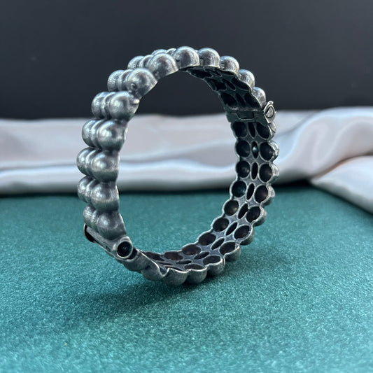 Oxidised German silver bangles – traditional openable bangle set for boho styling ,Bohemian style German silver look bangles – oxidised openable bangles for festive outfits